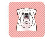 Set of 4 Checkerboard Pink White English Bulldog Foam Coasters BB1220FC