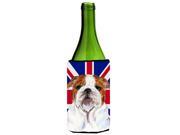 English Bulldog with English Union Jack British Flag Wine Bottle Beverage Insulator Hugger SS4926LITERK
