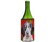 Blue Tick Coonhound Red Snowflakes Holiday Wine Bottle Beverage Insulator Hugger SC9745LITERK