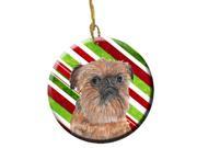Brussels Griffon Candy Cane Christmas Ceramic Ornament SC9614CO1