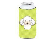 Checkerboard Lime Green White Poodle Tall Boy Beverage Insulator Hugger BB1319TBC