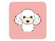 Set of 4 Checkerboard Pink White Poodle Foam Coasters BB1257FC
