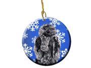 Black Standard Poodle Winter Snowflakes Ceramic Ornament SC9770CO1