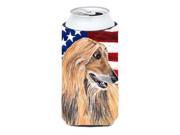 Afghan Hound USA Patriotic American Flag Tall Boy Beverage Insulator Hugger SC9506TBC