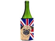 Pug with English Union Jack British Flag Wine Bottle Beverage Insulator Hugger SC9828LITERK