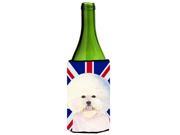 Bichon Frise with English Union Jack British Flag Wine Bottle Beverage Insulator Hugger SS4968LITERK