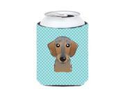 Checkerboard Blue Wirehaired Dachshund Can or Bottle Hugger BB1171CC