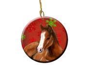 Horse Foal Red Snowflakes Holiday Christmas Ceramic Ornament SB3120CO1