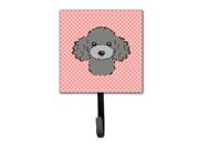 Checkerboard Pink Silver Gray Poodle Leash or Key Holder BB1259SH4
