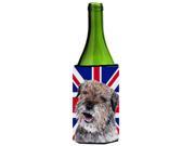 Border Terrier with Engish Union Jack British Flag Wine Bottle Beverage Insulator Hugger SC9865LITERK
