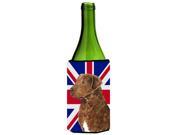 Curly Coated Retriever with English Union Jack British Flag Wine Bottle Beverage Insulator Hugger SS4973LITERK