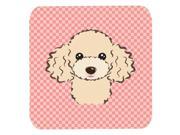 Set of 4 Checkerboard Pink Buff Poodle Foam Coasters BB1258FC