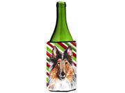 Collie Candy Cane Christmas Wine Bottle Beverage Insulator Hugger SC9790LITERK