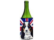 Basset Hound with English Union Jack British Flag Wine Bottle Beverage Insulator Hugger LH9481LITERK