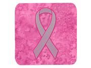 Set of 4 Pink Ribbon for Breast Cancer Awareness Foam Coasters AN1205FC
