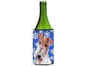 Wire Fox Terrier Winter Snowflakes Wine Bottle Beverage Insulator Hugger SC9772LITERK