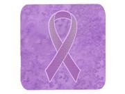 Set of 4 Lavender Ribbon for All Cancer Awareness Foam Coasters AN1200FC
