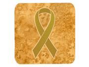 Set of 4 Gold Ribbon for Childhood Cancers Awareness Foam Coasters AN1209FC