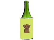 Checkerboard Lime Green Chocolate Labrador Wine Bottle Beverage Insulator Hugger