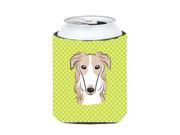 Checkerboard Lime Green Borzoi Can or Bottle Hugger BB1290CC