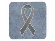 Set of 4 Grey Ribbon for Brain Cancer Awareness Foam Coasters AN1211FC