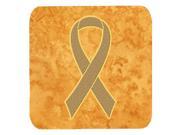 Set of 4 Peach Ribbon for Uterine Cancer Awareness Foam Coasters AN1219FC