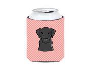 Checkerboard Pink Black Labrador Can or Bottle Hugger BB1235CC