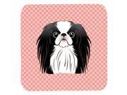 Set of 4 Checkerboard Pink Japanese Chin Foam Coasters BB1230FC