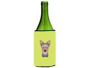 Checkerboard Lime Green Yorkie Puppy Wine Bottle Beverage Insulator Hugger BB1294LITERK