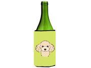 Checkerboard Lime Green Buff Poodle Wine Bottle Beverage Insulator Hugger BB1320LITERK