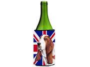 Basset Hound with English Union Jack British Flag Wine Bottle Beverage Insulator Hugger SC9829LITERK