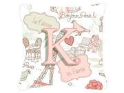 Letter K Love in Paris Pink Canvas Fabric Decorative Pillow CJ2002 KPW1414