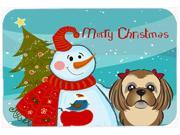 Snowman with Chocolate Brown Shih Tzu Mouse Pad Hot Pad or Trivet BB1869MP