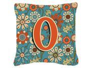 Letter O Flowers Retro Blue Canvas Fabric Decorative Pillow CJ2012 OPW1818