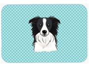 Checkerboard Blue Border Collie Mouse Pad Hot Pad or Trivet BB1179MP