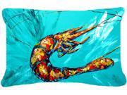 Shrimp Teal Shrimp Canvas Fabric Decorative Pillow