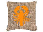 Lobster Burlap and Orange Canvas Fabric Decorative Pillow BB1015