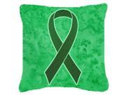 Emerald Green Ribbon for Liver Cancer Awareness Canvas Fabric Decorative Pillow AN1221PW1414