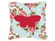 Butterfly Shabby Chic Blue Roses Canvas Fabric Decorative Pillow BB1052