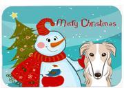 Snowman with Borzoi Mouse Pad Hot Pad or Trivet BB1848MP