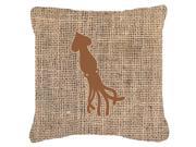Squid Burlap and Brown Canvas Fabric Decorative Pillow BB1096