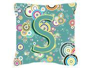 Letter S Circle Circle Teal Initial Alphabet Canvas Fabric Decorative Pillow CJ2015 SPW1818