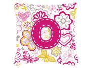 Letter O Flowers and Butterflies Pink Canvas Fabric Decorative Pillow CJ2005 OPW1818
