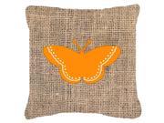 Butterfly Burlap and Orange Canvas Fabric Decorative Pillow BB1032