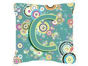 Letter C Circle Circle Teal Initial Alphabet Canvas Fabric Decorative Pillow CJ2015 CPW1818