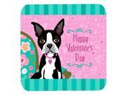Set of 4 Happy Valentine s Day Boston Terrier Foam Coasters VHA3001FC