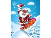 Christmas Santa Claus Snowboarding Flag Canvas House Size APH6388CHF