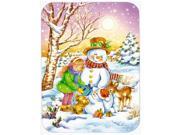Girl and Animals with Snowman Glass Cutting Board Large APH3544LCB