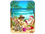 Beach Christmas Santa Claus and Sandman Glass Cutting Board Large APH5148LCB