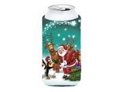 Santa Claus Christmas with the penguins Tall Boy Beverage Insulator Hugger APH3872TBC